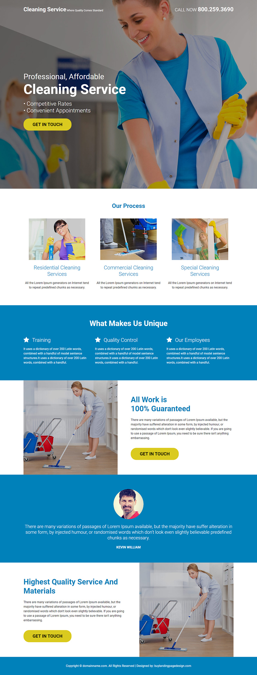 affordable cleaning service lead capture landing page