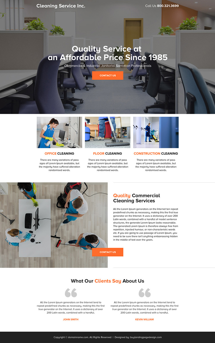 best cleaning service responsive landing page design