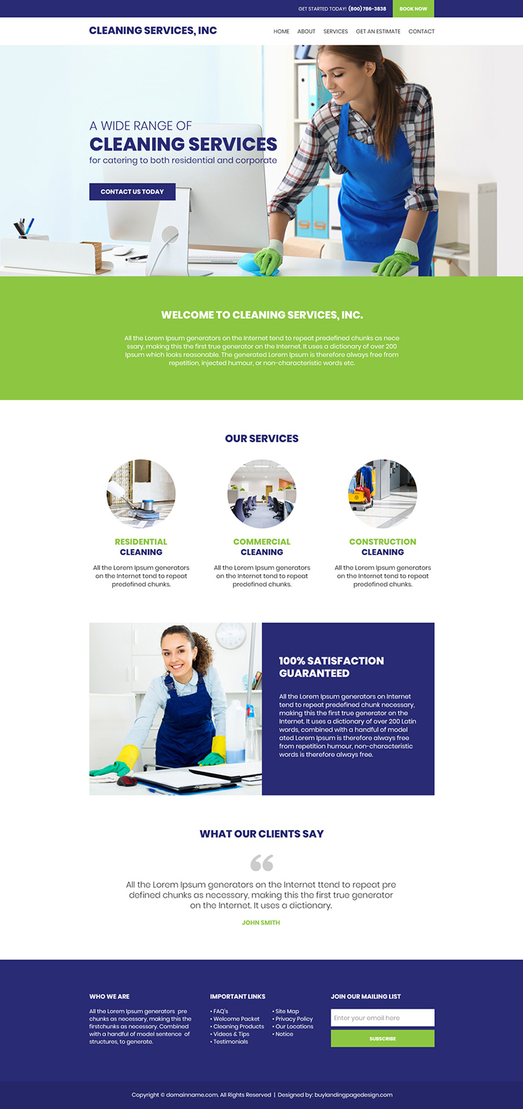 cleaning service company responsive website design