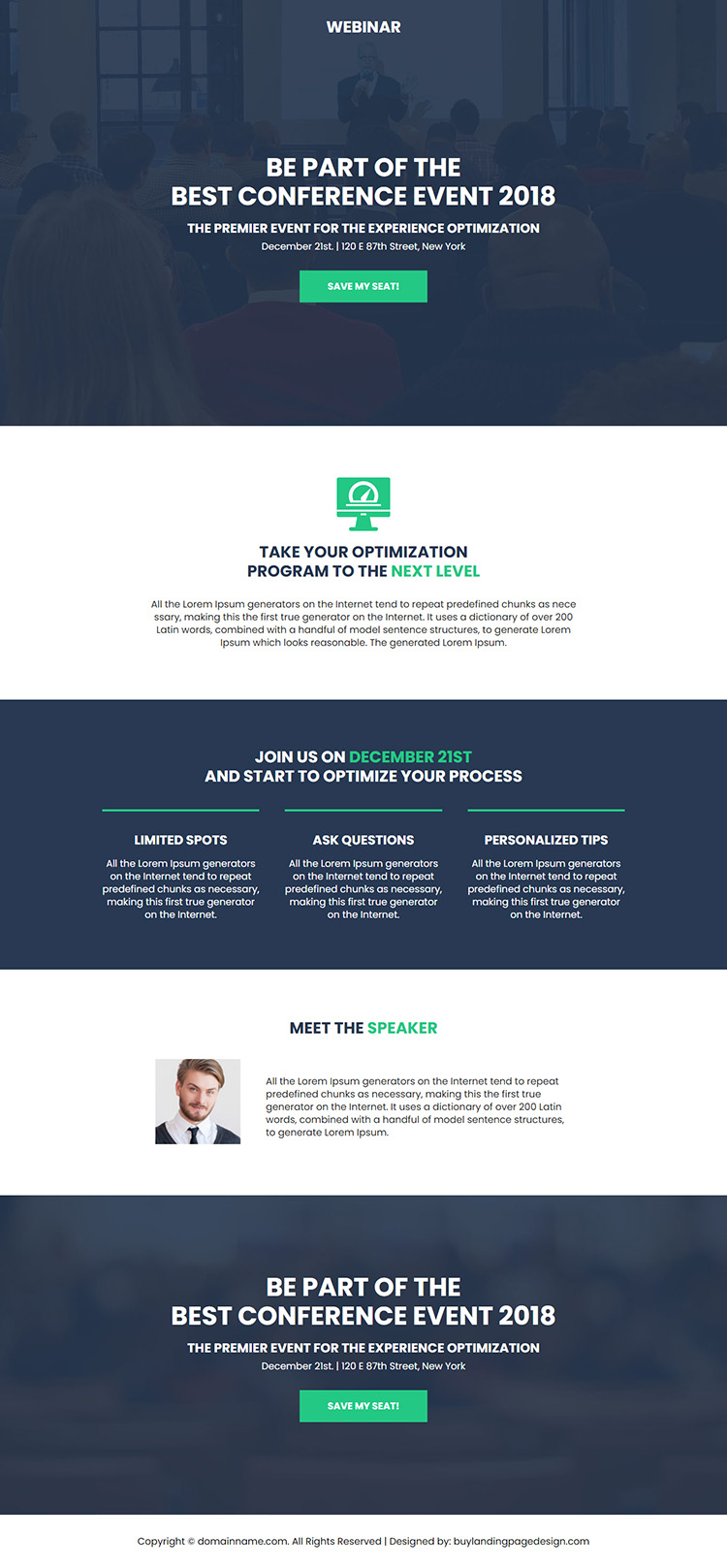 conference event responsive landing page