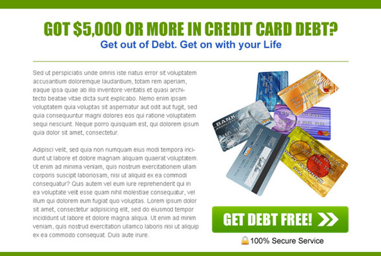 get out of credit card debt easily converting ppv landing page template