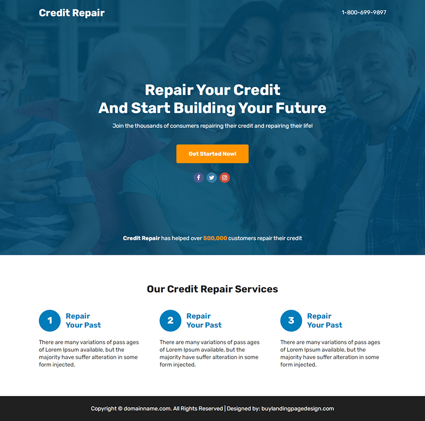credit repair service lead funnel responsive landing page