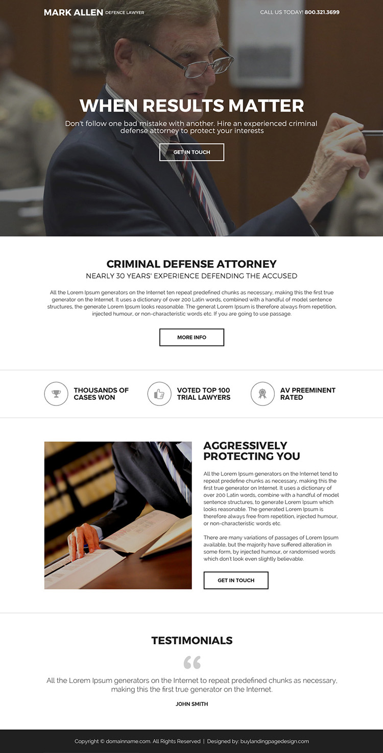 best criminal defense attorney responsive landing page design