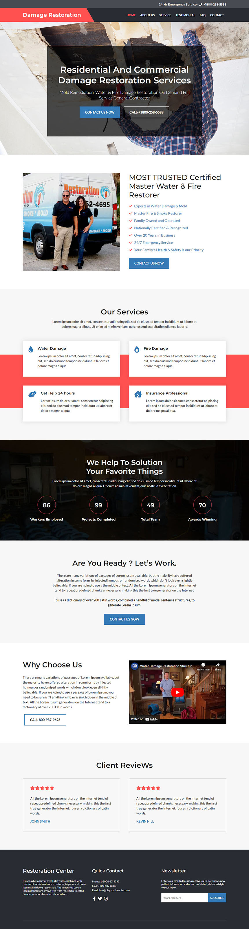 residential and commercial damage restoration responsive website design