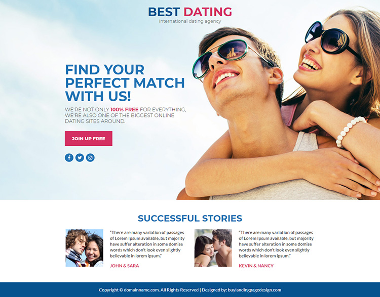 best dating agency lead funnel responsive landing page design