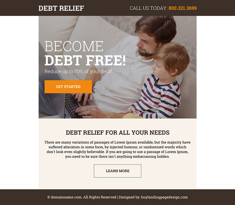 best debt relief solution ppv landing page design