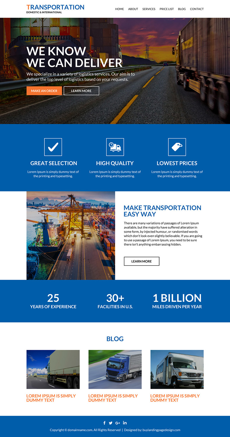 best transportation service responsive website design