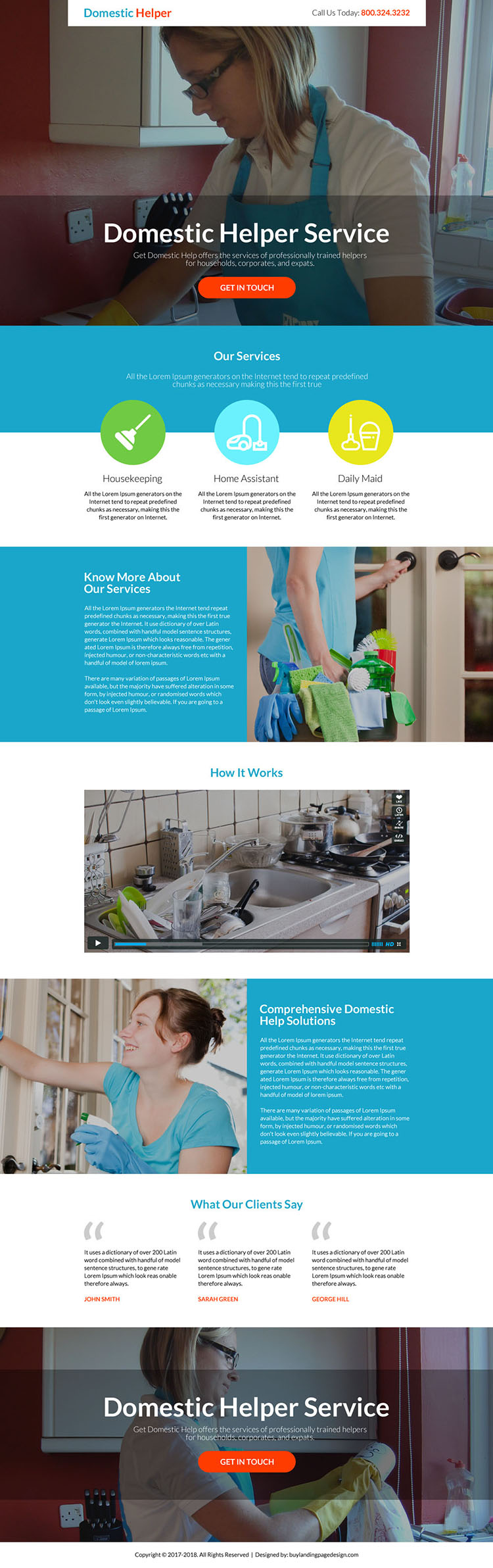 best domestic helper service responsive landing page