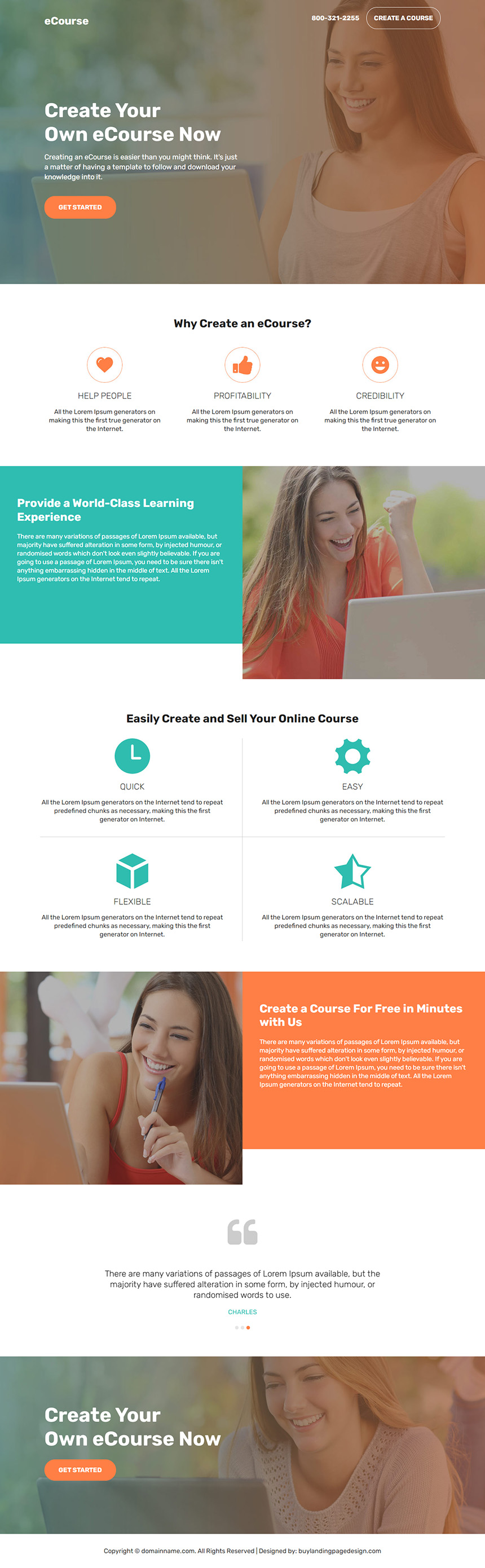 online education courses responsive landing page