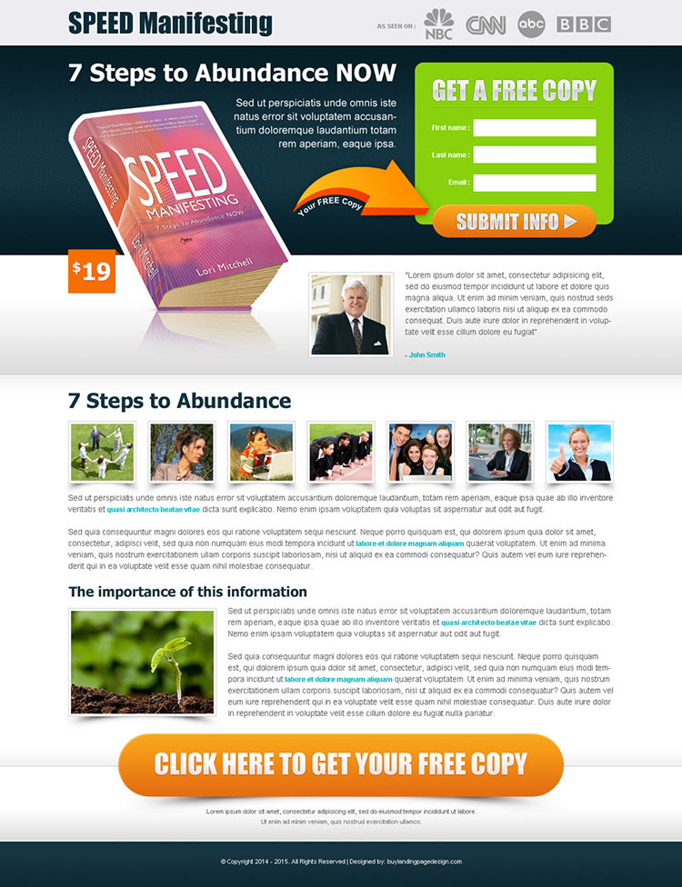 speed manifesting free copy of ebook landing page