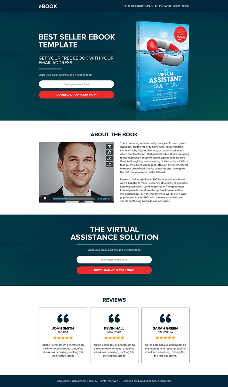 ebook selling best responsive landing page design