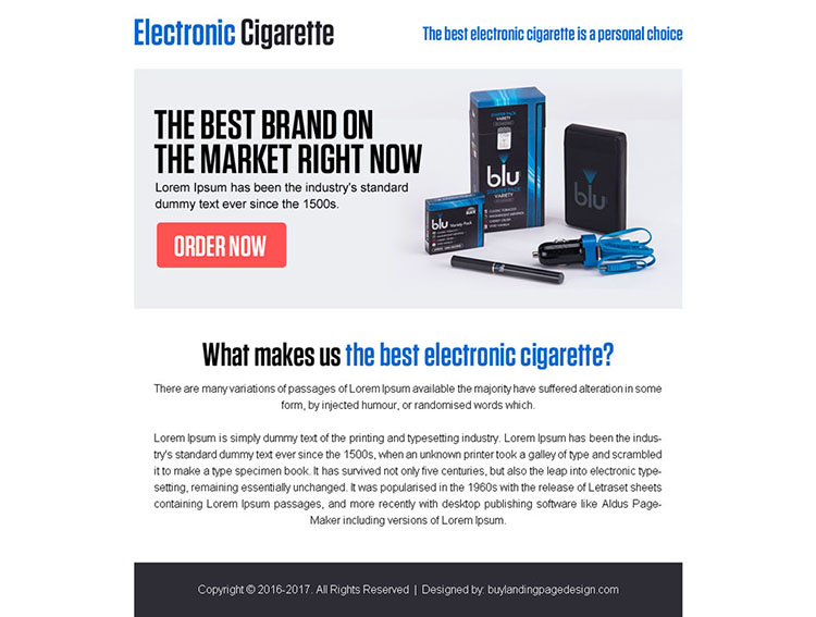 best electronic cigarette call to action ppv landing page design