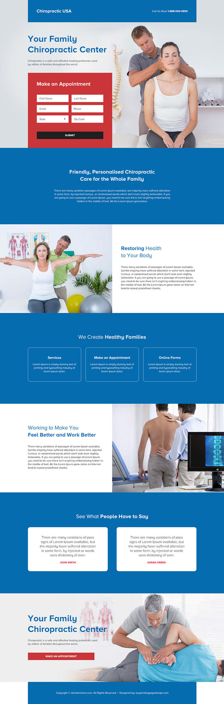 chiropractic therapy center responsive landing page