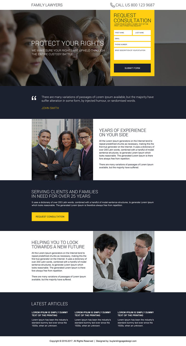 best family lawyer responsive landing page design