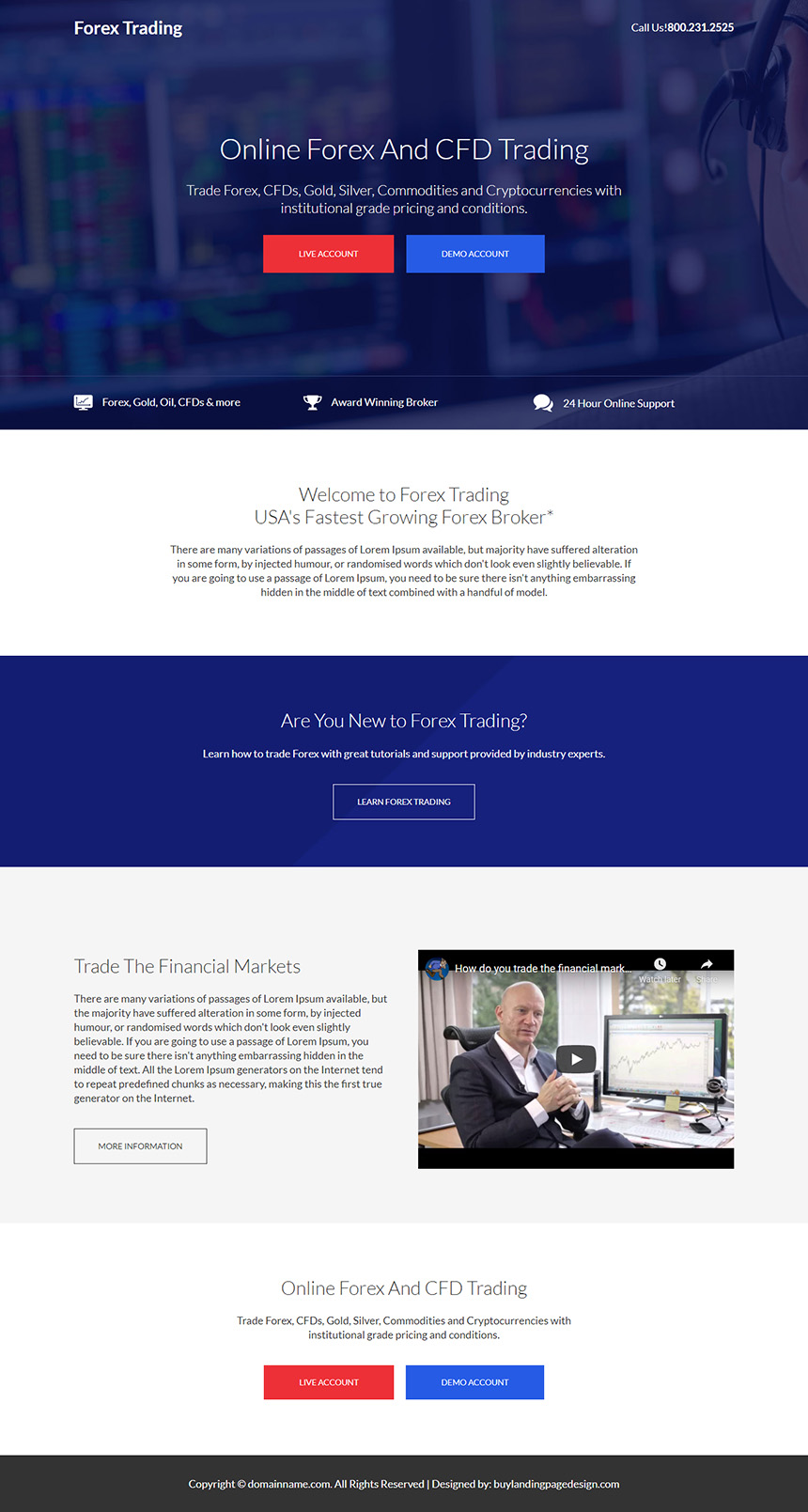 forex trading brokers responsive landing page design