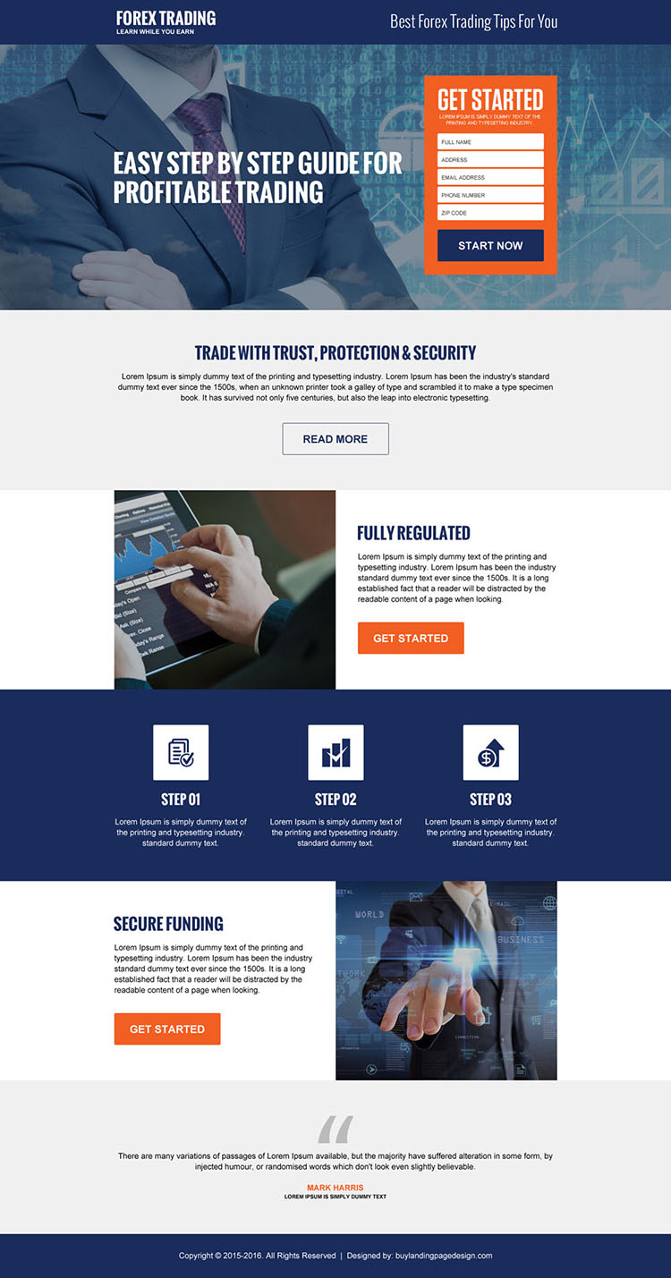 best forex trading tips guide landing page design