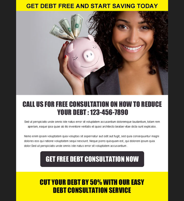 get debt free and start saving today effective ppv landing page design template