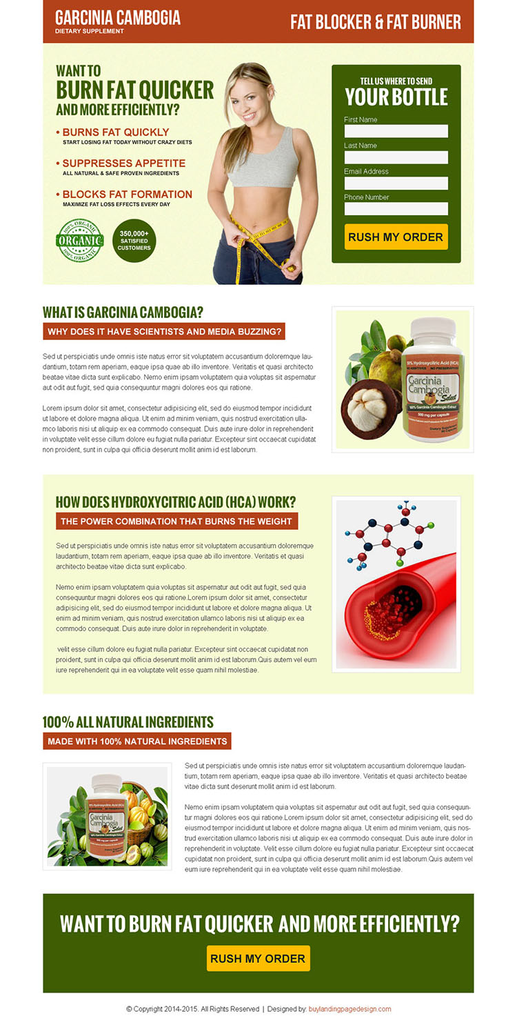 top converting garcinia cambogia lead generating landing page design template