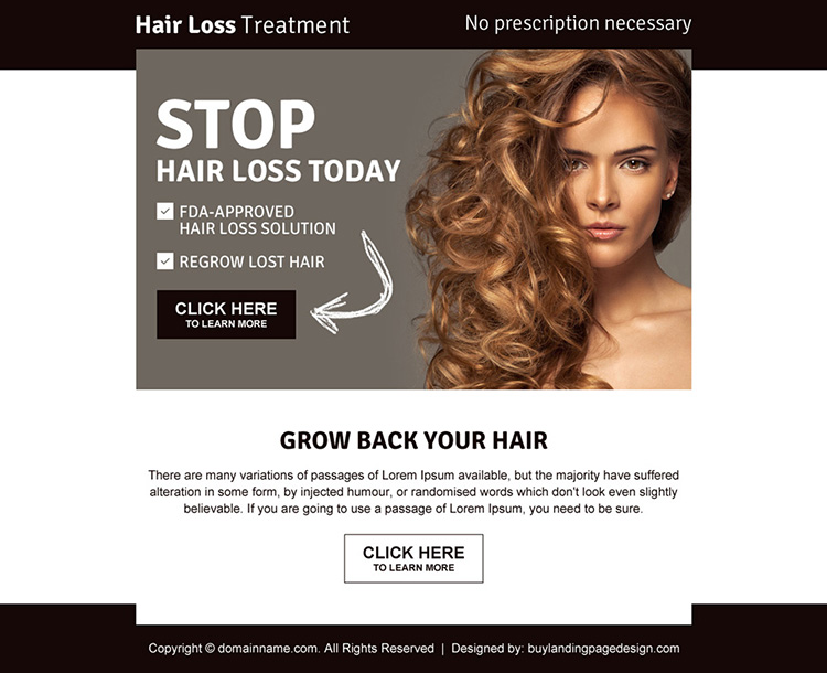 best hair loss ppv landing page design