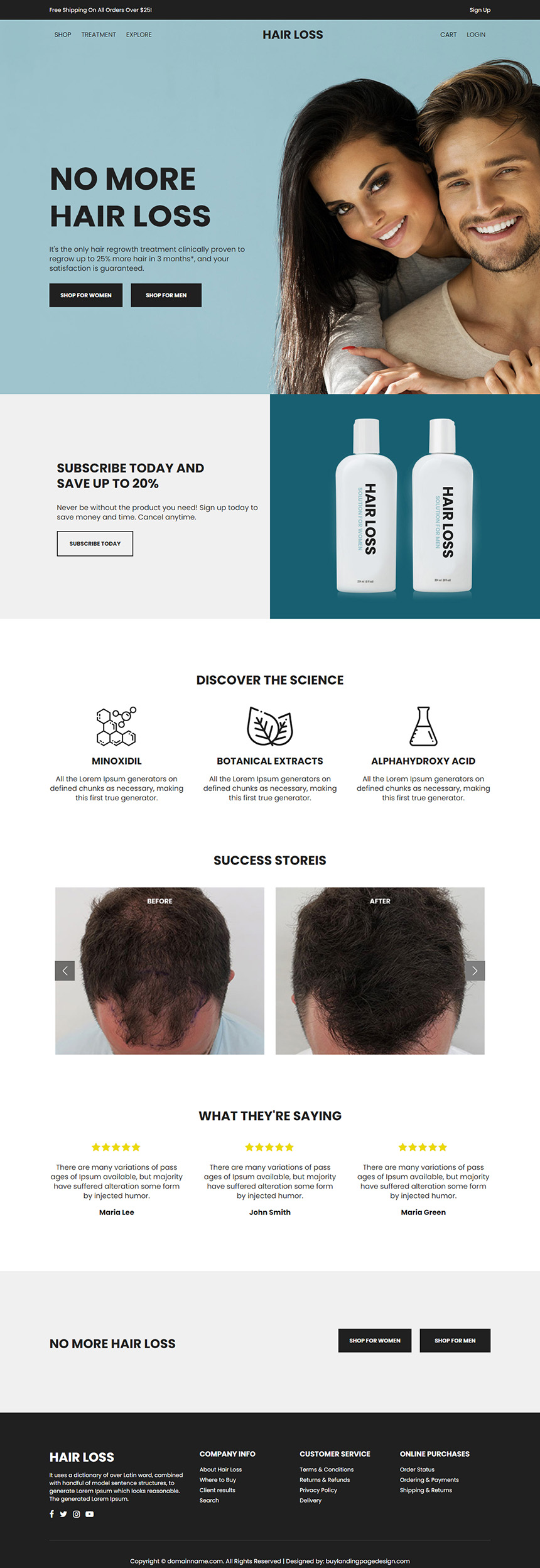 best hair loss product selling responsive website design
