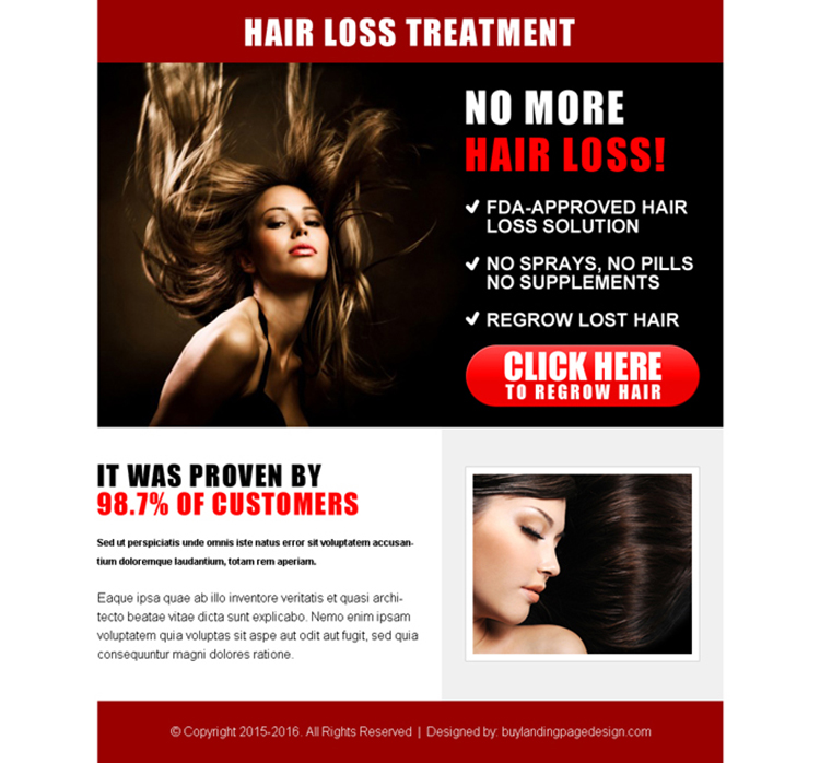 best hair loss treatment cta ppv landing page design