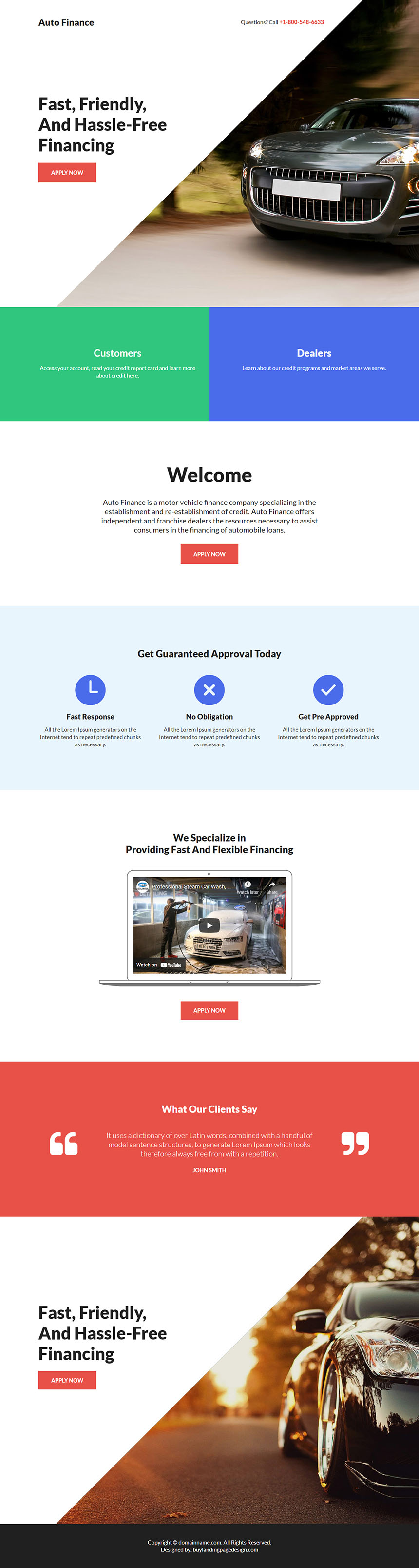 modern auto finance service responsive landing page