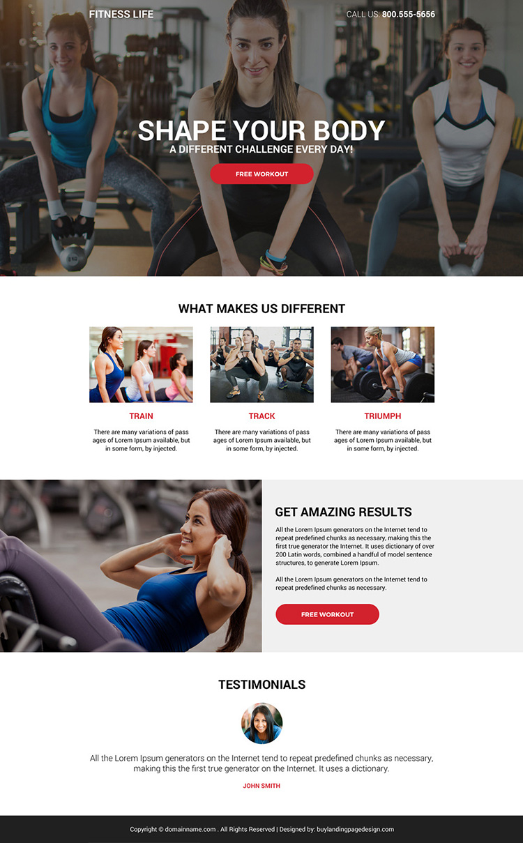 best health and fitness life responsive landing page design