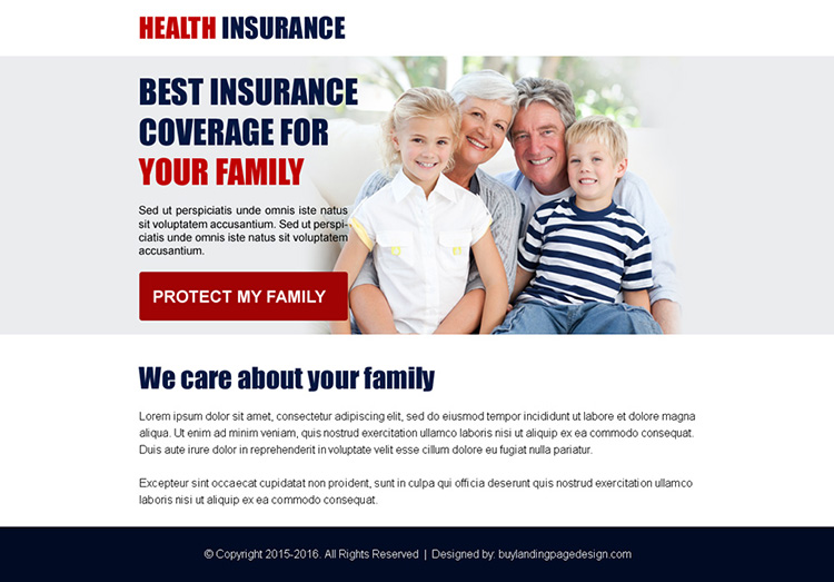 best health insurance coverage ppv landing page design