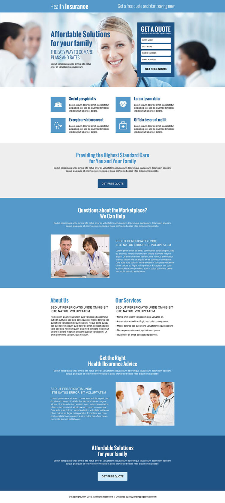 best health insurance lead gen responsive landing page design