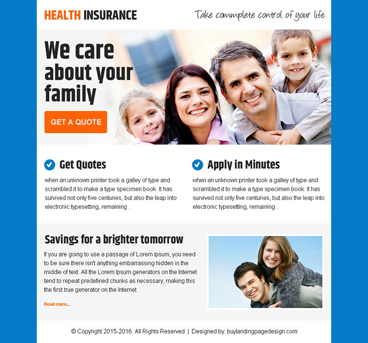 best health insurance ppv landing page design for sale