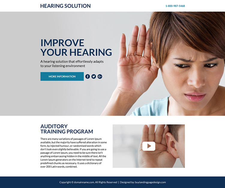 best hearing solutions lead funnel responsive landing page design