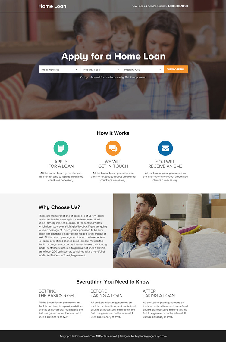 home loan online lead generating mini bootstrap landing page