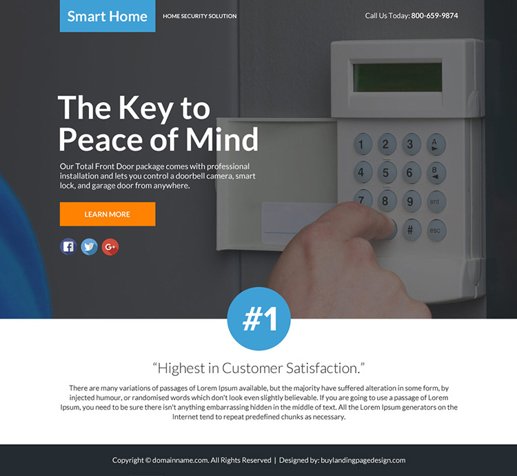 best home security lead funnel responsive landing page