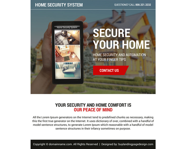 best home security system ppv landing page design