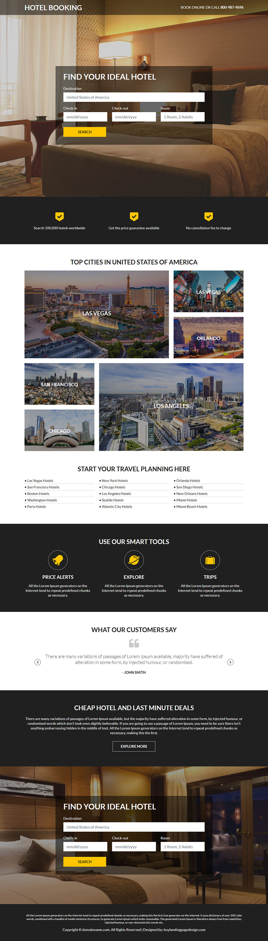 online hotel booking service responsive landing page