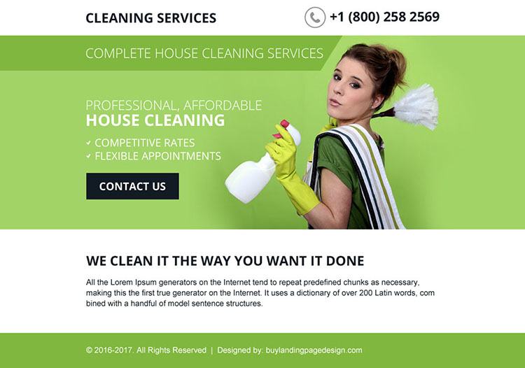 best house cleaning services ppv landing page design