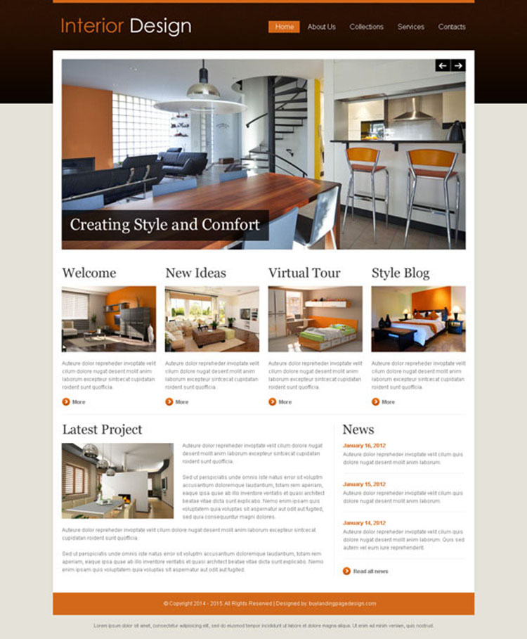 interior design attractive and appealing website template design psd