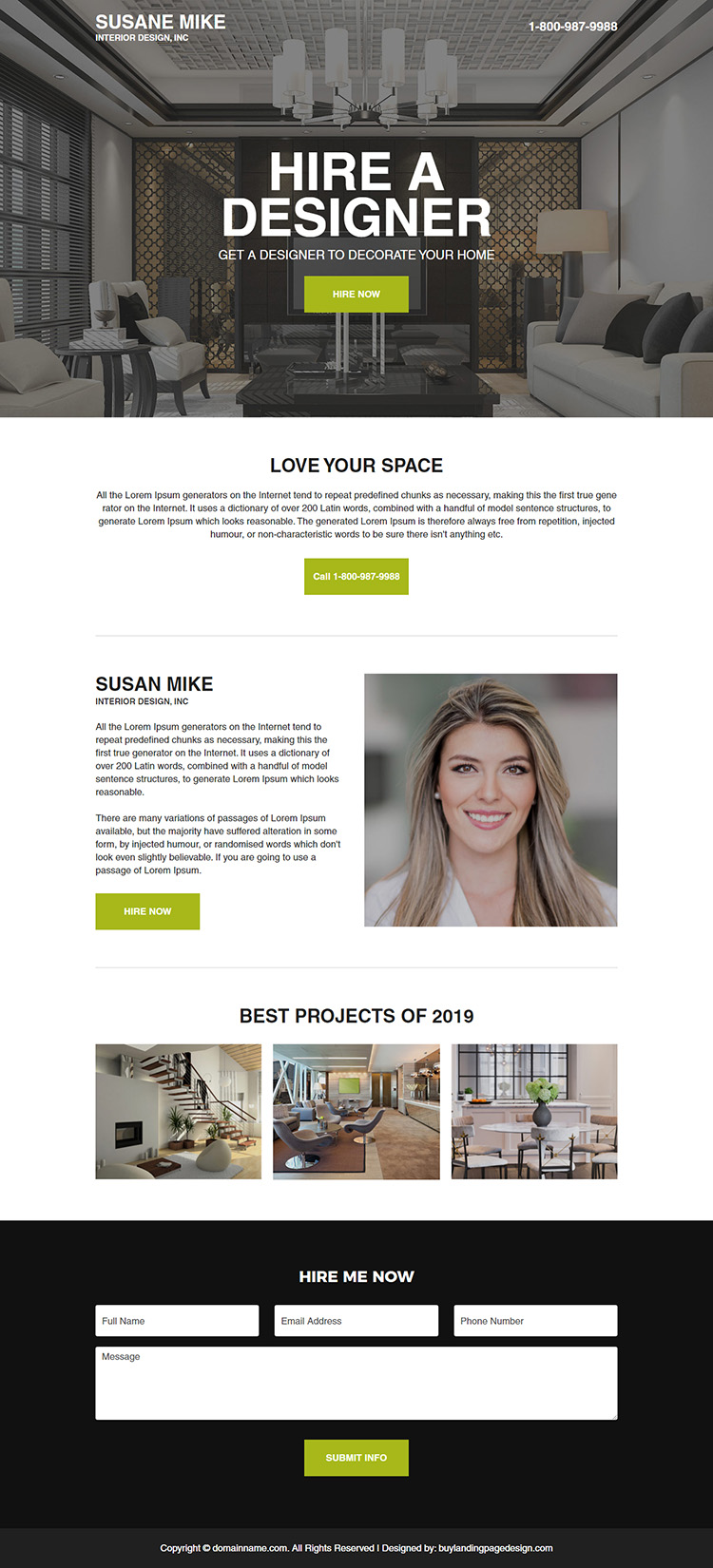 hire best interior designer for your house minimal landing page