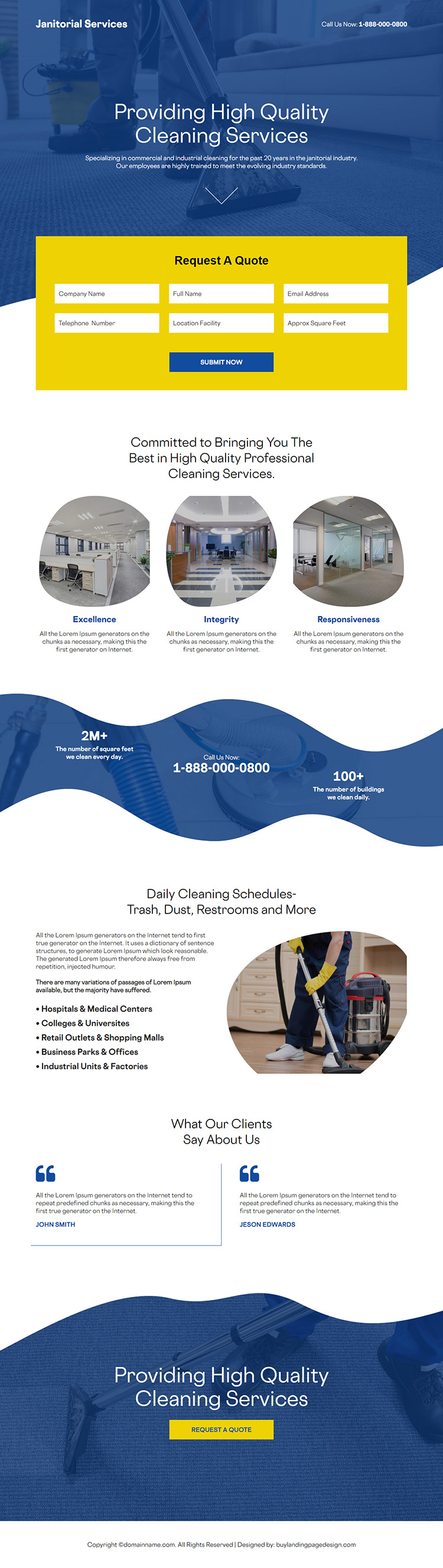 best janitorial services lead capture landing page