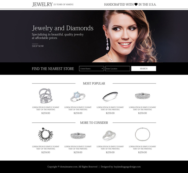 Best Jewelry And Diamonds Responsive Lp 4 Jewelry Landing Page Design Preview