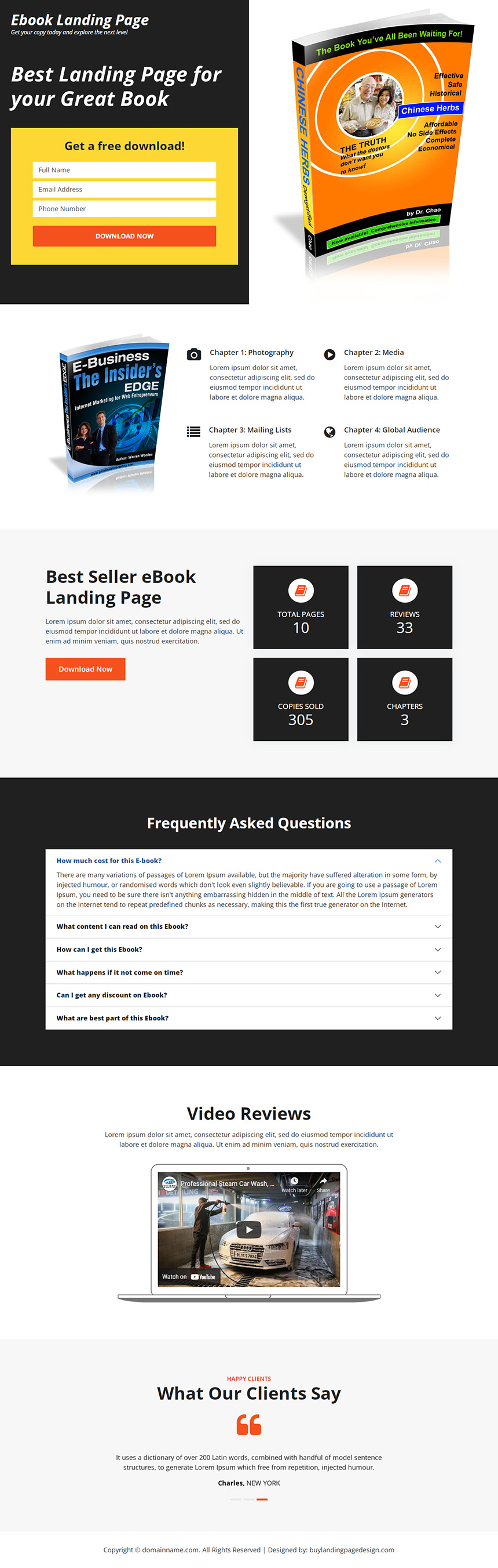 ebook download lead capture responsive landing page