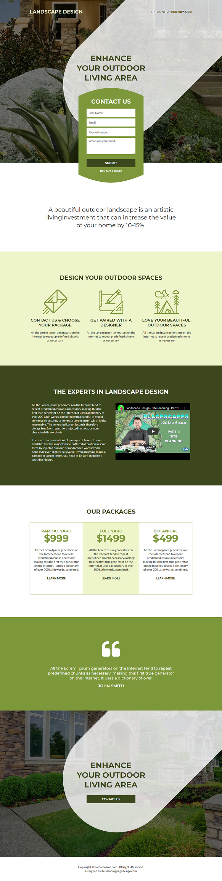 garden landscaping services lead capture landing page