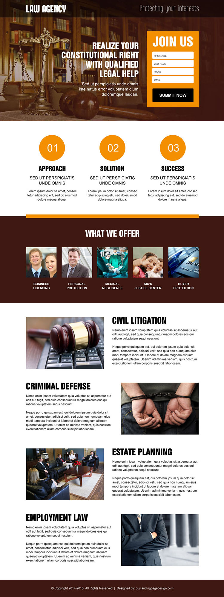 best law agency responsive landing page design for legal help