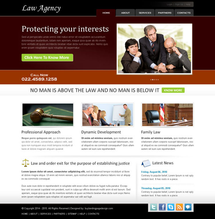 best law agency website template design psd
