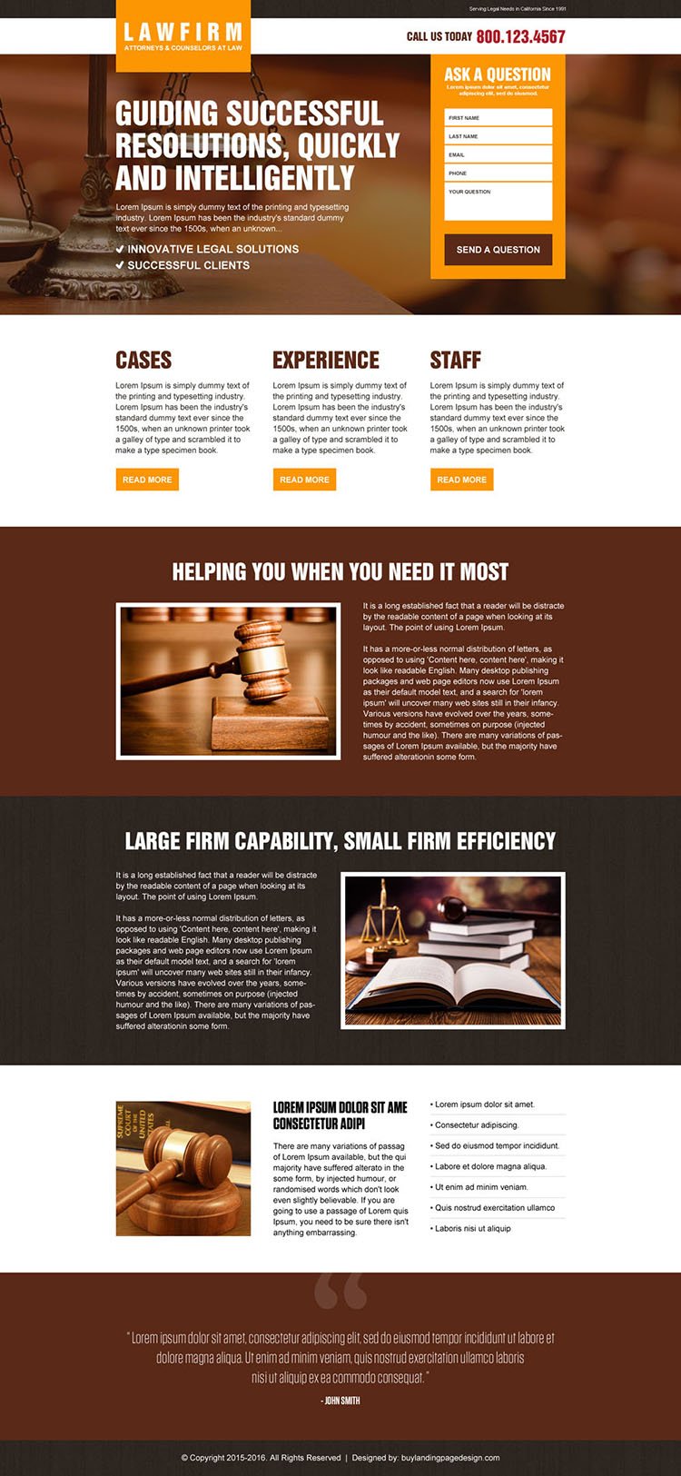 law firm lead capturing responsive landing page design