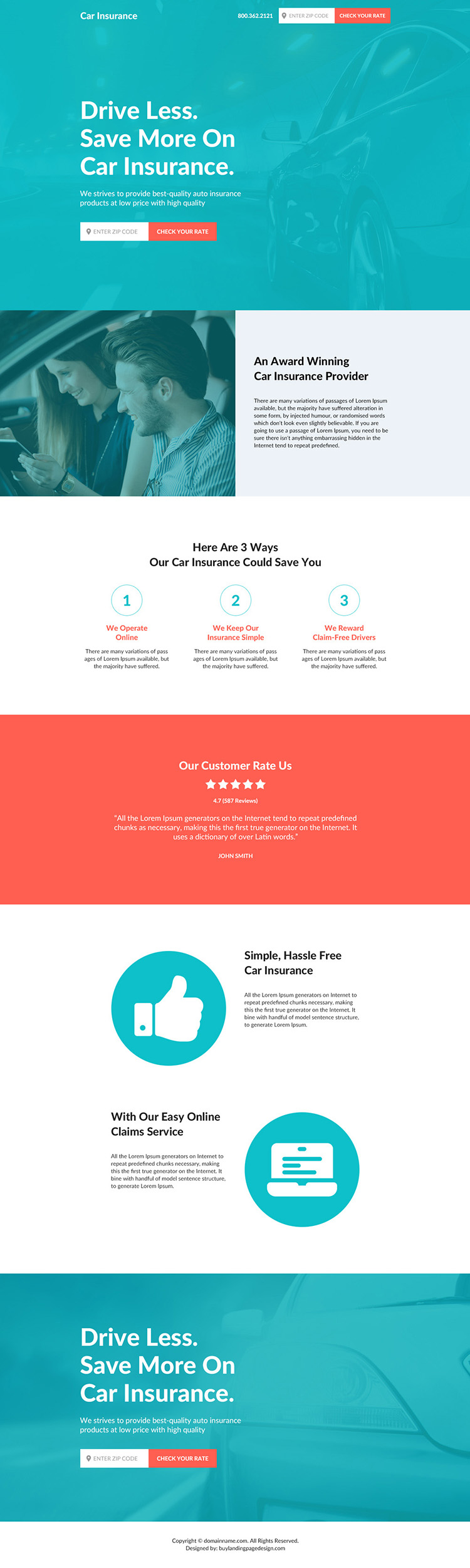 car insurance responsive landing page design