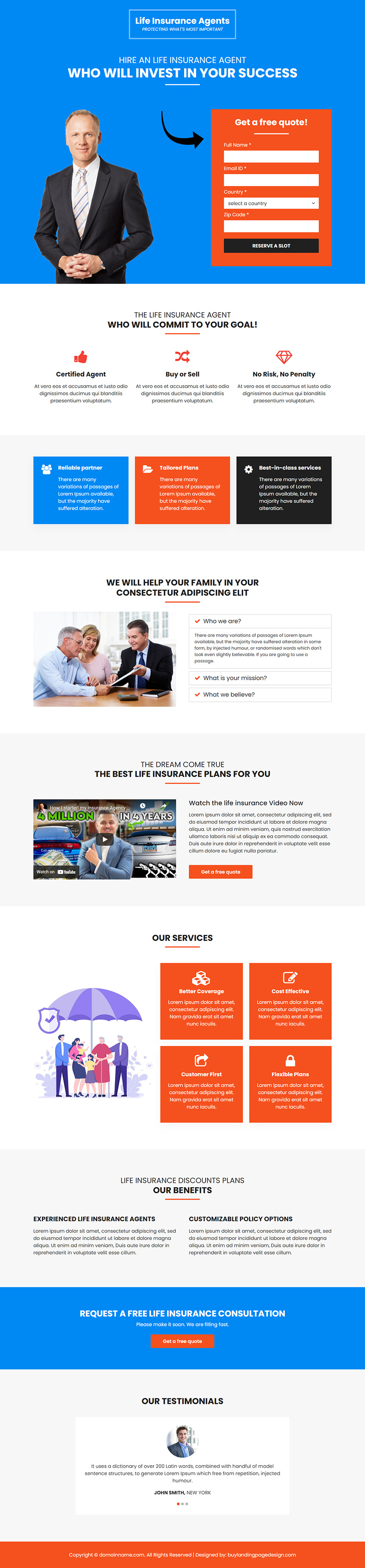 best life insurance agents lead capture landing page