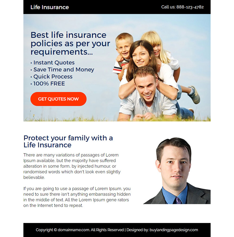 best life insurance free quotes ppv landing page design