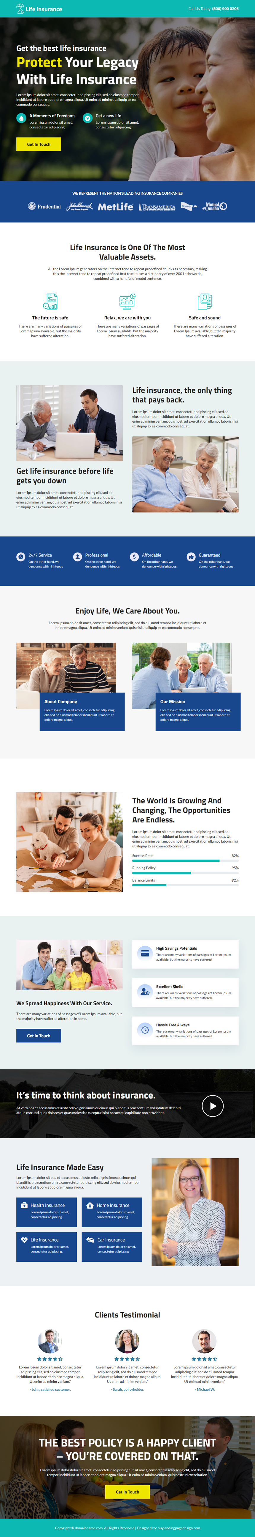 best life insurance company lead capture landing page