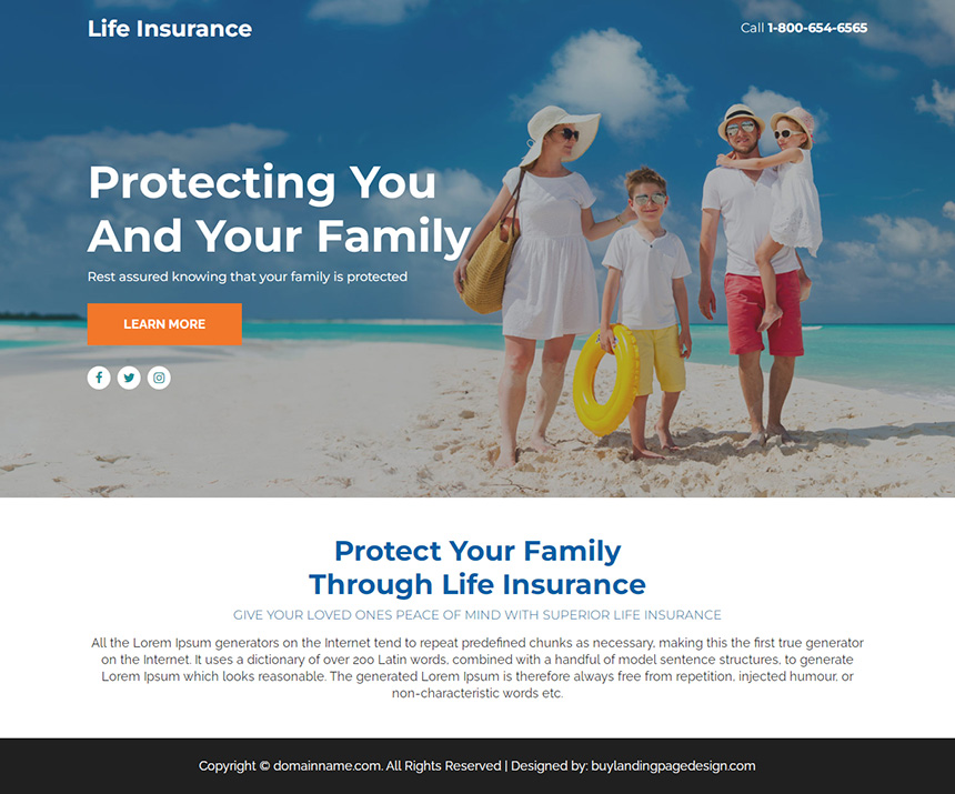 life insurance service lead funnel landing page